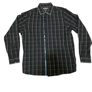 Coogi Luxe Dress Shirt Black Plaid L 15.5/17